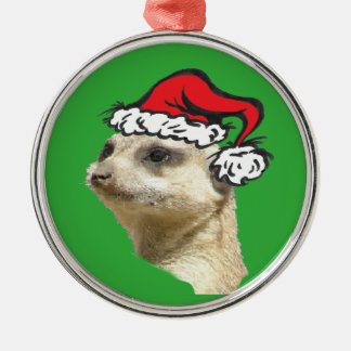 Christmas Meerkat Cust. Premium Round Ornament