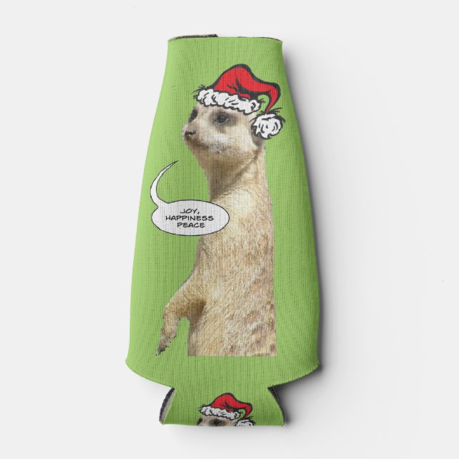 Christmas Meerkat Customizable Bottle Cooler e (Front)