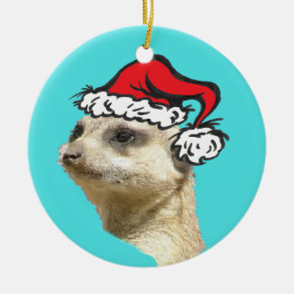 Christmas Meerkat Customizable Cirle Ornament