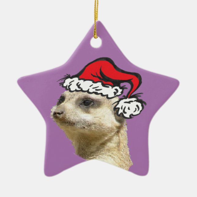 Christmas Meerkat Customizable Star Ornament (Front)