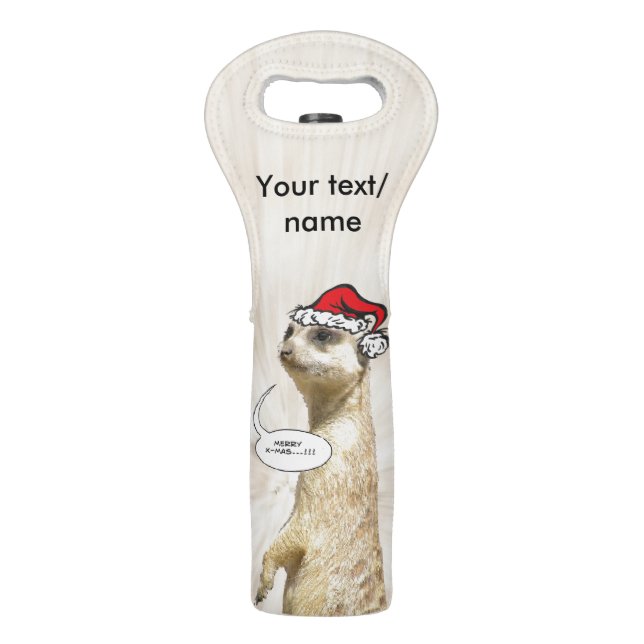 Christmas Meerkat Furry Wine Tote (Front)