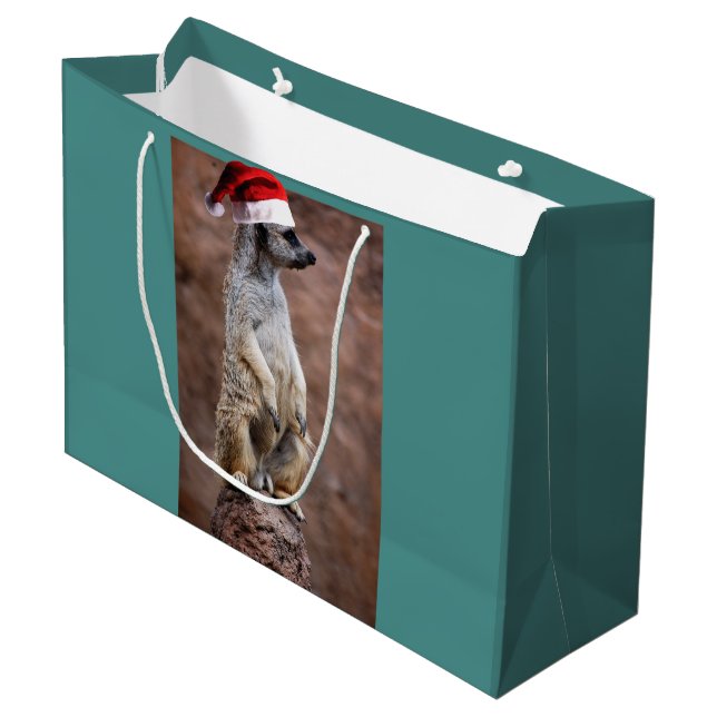 Christmas MeerKat Large Gift Bag (Front Angled)