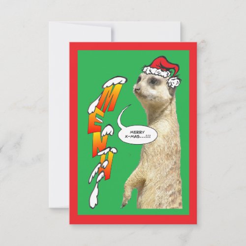 Christmas Meerkat Menu Green Invitation