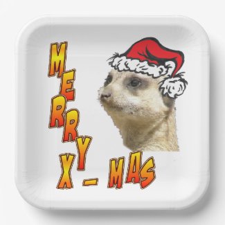 Christmas Meerkat Merry Xmas Square Paper Plate