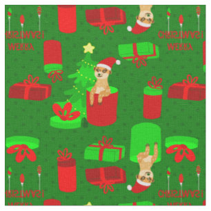 christmas meerkat santa funny mongoose  fabric