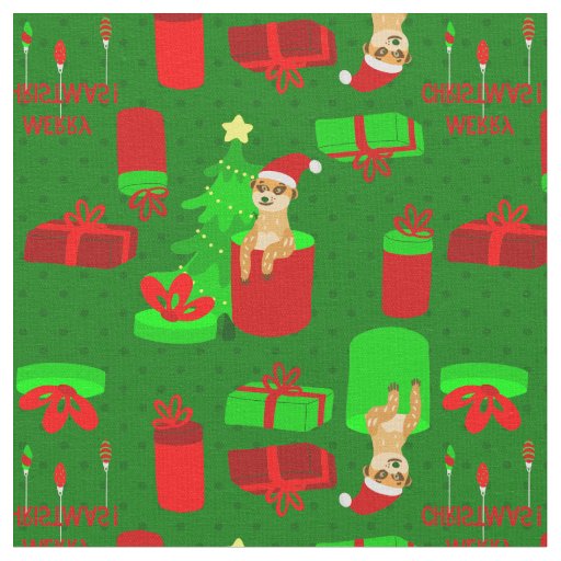 christmas meerkat santa funny mongoose  fabric