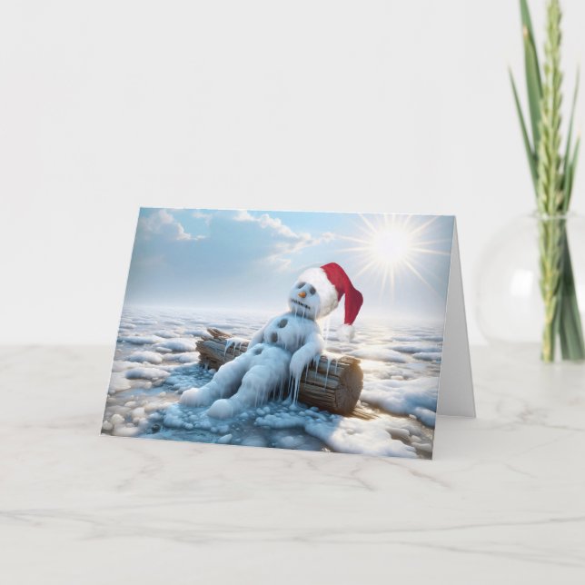 Christmas Melting Snowman Humor Card (Front)