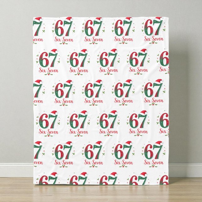 Christmas Meme Six Seven 67 6 7 Holiday Fleece Blanket (Creator Uploaded)