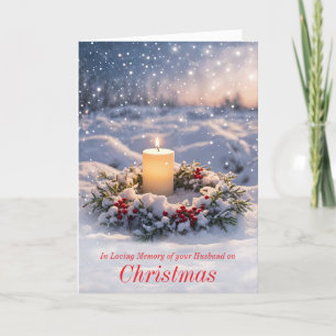 Christmas Memorial Candle and Wreath Card