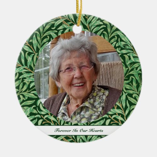 Christmas Memorial Photos Green Botanical Keepsake Ceramic Ornament