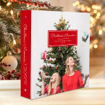Christmas Memories Custom 2-Photo Red 3 Ring Binder<br><div class="desc">Keep your holiday photos and memorabilia organized with this Christmas Memories binder. Easily replace the sample images on the front and back covers with two of your favorite photos. Customize the cover and spine with the text of your choice in white on a red background.</div>