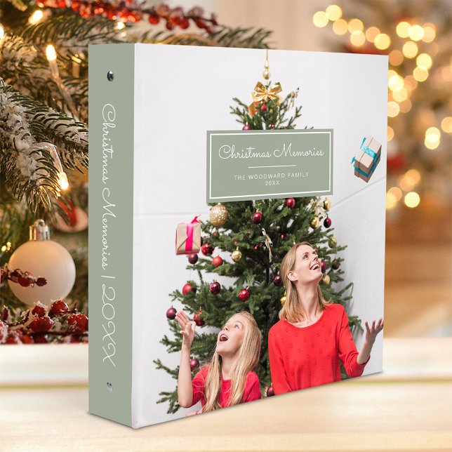 Christmas Memories Custom 2-Photo Sage Green 3 Ring Binder (Creator Uploaded)
