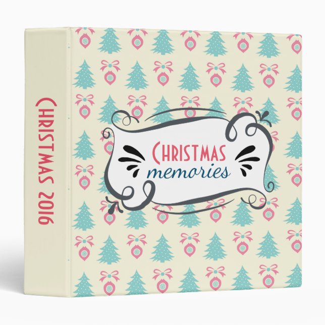 Christmas Memories Festive Retro Pattern Binder (Front/Spine)