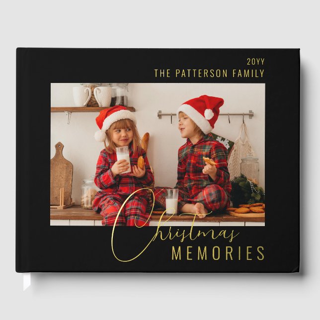 Christmas Memories Real Foil Family Photo Foil Guest Book (Front)