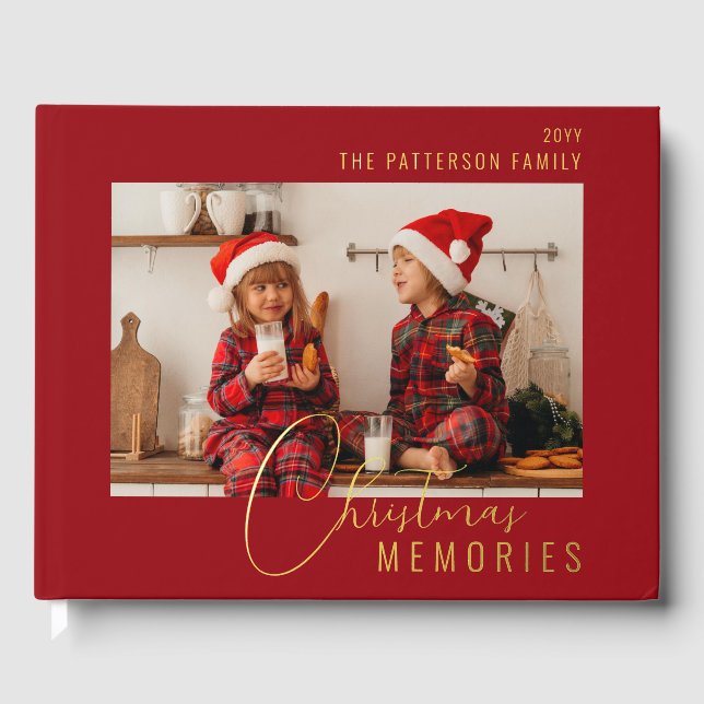 Christmas Memories Real Foil Family Photo Foil Guest Book (Front)