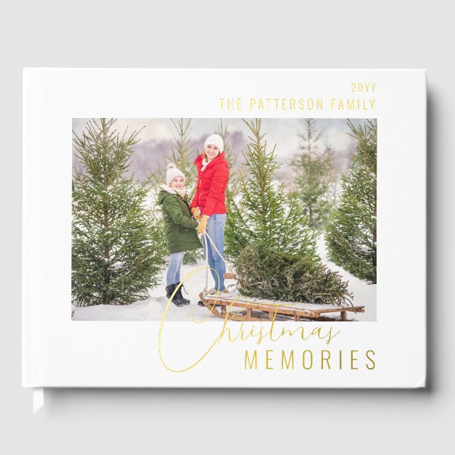 Christmas Memories Real Foil Family Photo Foil Guest Book (Front)