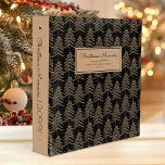 Christmas Memories Rustic Pine Tree Pattern Black 3 Ring Binder<br><div class="desc">Keep your holiday photos and memorabilia organized with this cozy Christmas Memories binder. The covers feature a rustic pattern of golden brown evergreen pine trees on a black background. Customize the cover and spine with the text of your choice in black on a golden brown background.</div>