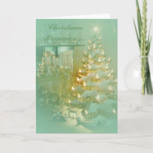 Christmas Memories...soft aqua Vintage design Holiday Card