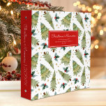 Christmas Memories Watercolor Tree Pattern Red 3 Ring Binder<br><div class="desc">Keep your holiday photos and memorabilia organized with this cozy Christmas Memories binder. The cover design features a festive Christmas watercolor pattern of green pine trees and holly sprigs with red berries, along with a sprinkling of tiny yellow stars. Customize the cover and spine with the text of your choice...</div>