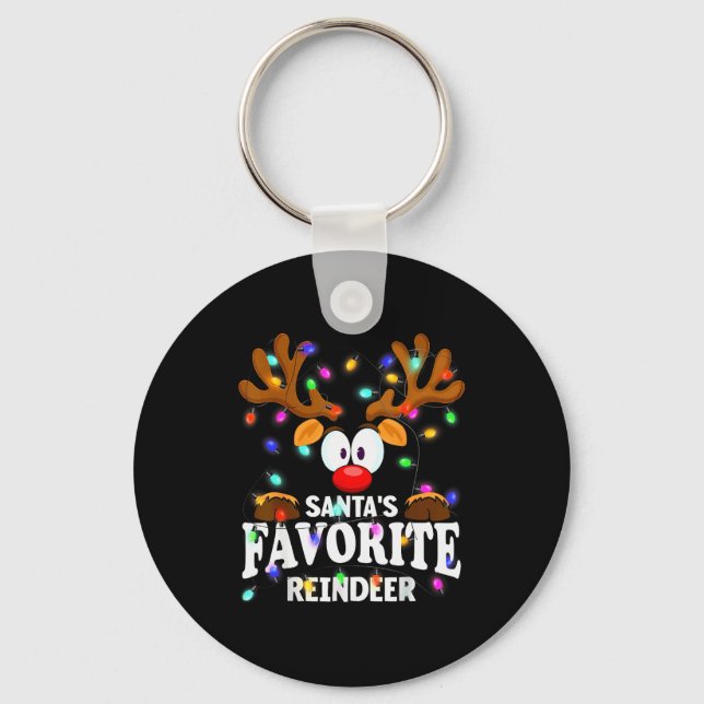 Christmas Men Women Santa's Favorite Reindeer  Keychain (Front)