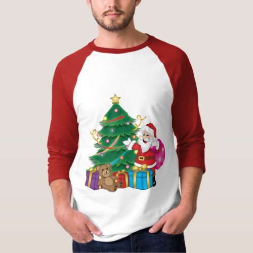 Christmas Mens Basic 34 Sleeve Raglan T_Shirt