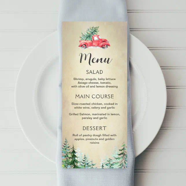 Christmas menu, Holiday editable printable menu | Zazzle