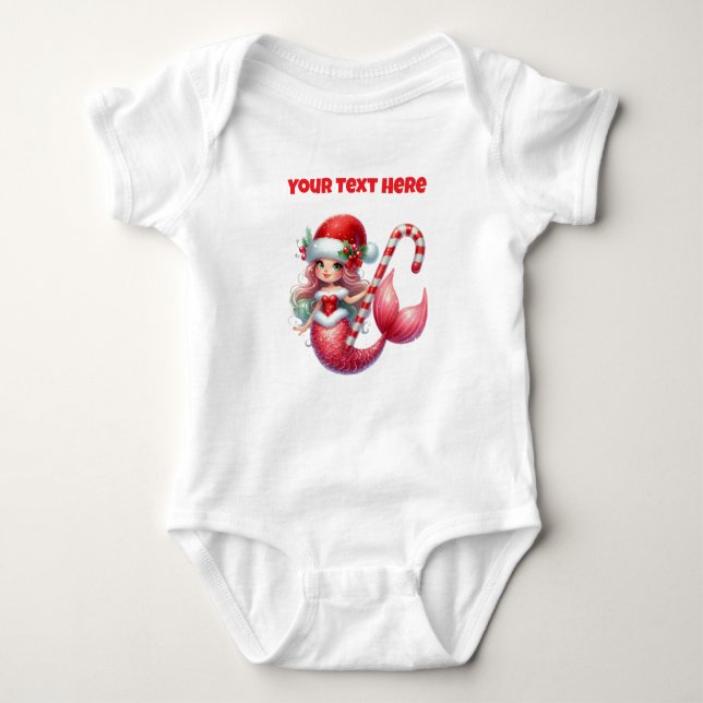 Christmas Mermaid Baby Bodysuit (Front)