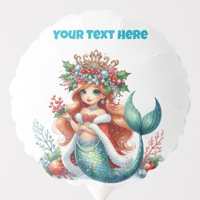 Christmas Mermaid Balloon – Editable Text (Front)