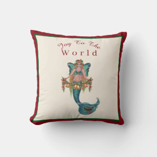 Christmas mermaid by Renee Lavoie Throw Pillow