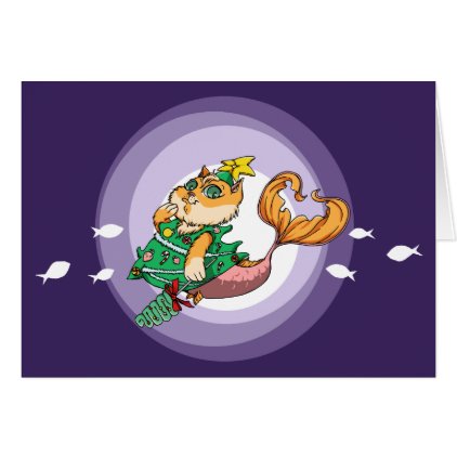 Christmas Mermaid Cat Card