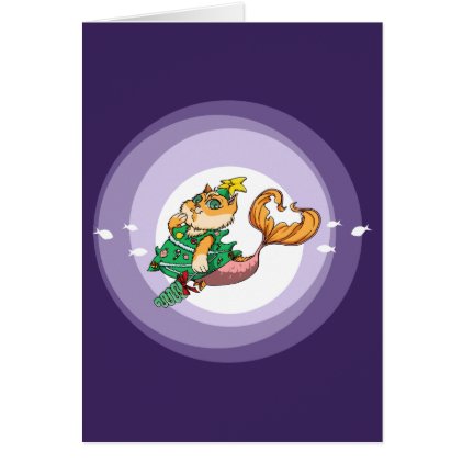 Christmas Mermaid Cat Card