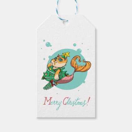 Christmas Mermaid Cat Gift Tags