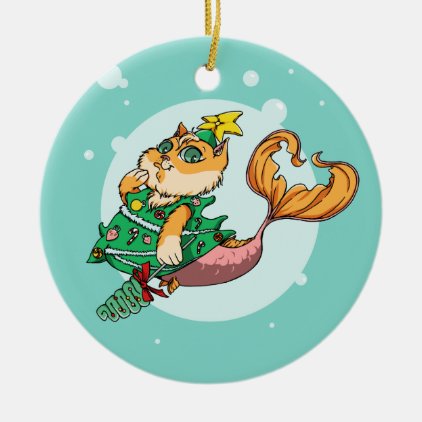 Christmas Mermaid Cat Ornament