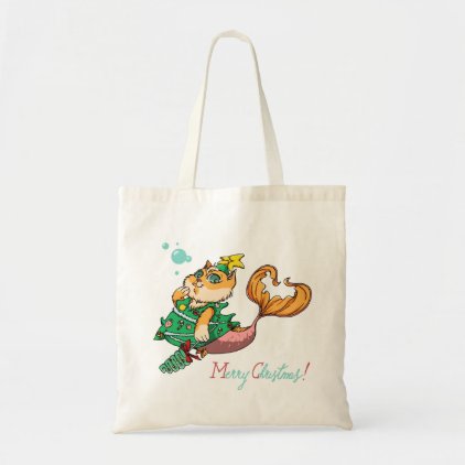 Christmas Mermaid Cat Tote