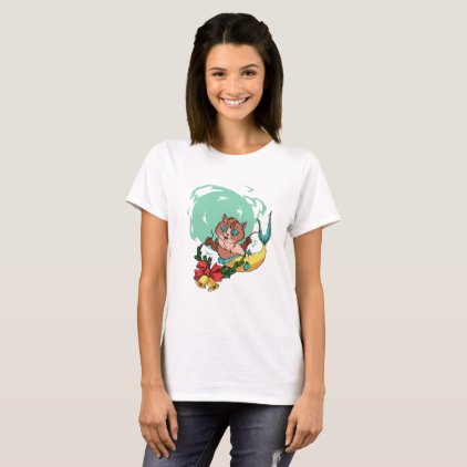 Christmas Mermaid Cat With Garland T-Shirt