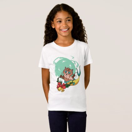 Christmas Mermaid Cat With Garland T-Shirt