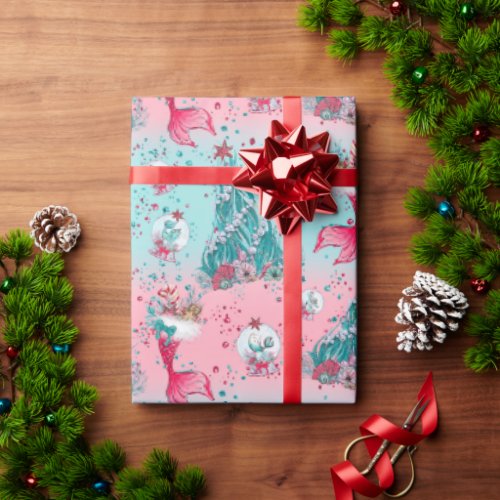 Christmas Mermaid  Friends Wrapping Paper