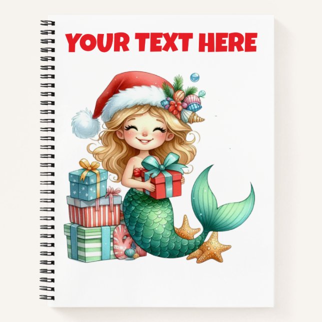Christmas Mermaid Kids Journal – Personalized Note (Front)