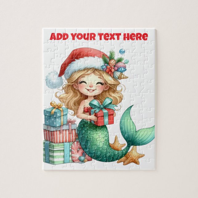 Christmas Mermaid Kids Puzzle – Personalized Gift (Vertical)