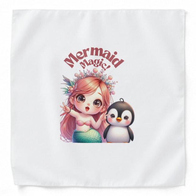 Christmas Mermaid Magic Card with Penguin Fun Bandana (Front)