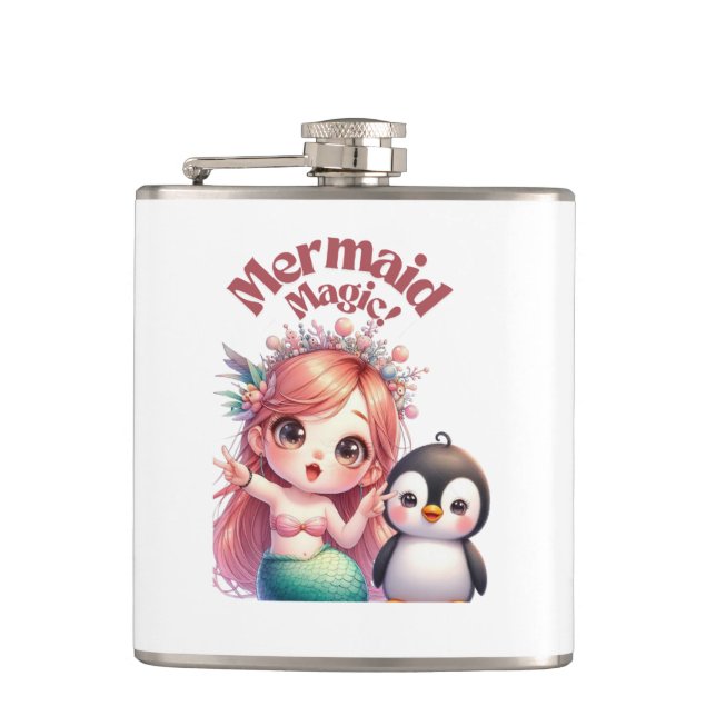 Christmas Mermaid Magic Card with Penguin Fun Flask (Front)