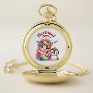 Christmas Mermaid Magic Card with Penguin Fun Pocket Watch