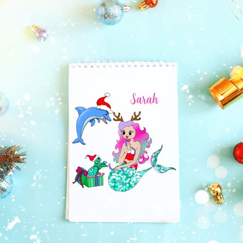 Christmas Mermaid Opening Up Gifts  Sticker