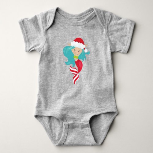 Christmas Mermaid Santa Hat Xmas New Year Baby Bodysuit