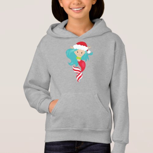 Christmas Mermaid Santa Hat Xmas New Year Hoodie