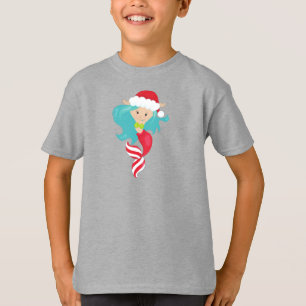 Christmas Mermaid, Santa Hat, Xmas, New Year T-Shirt