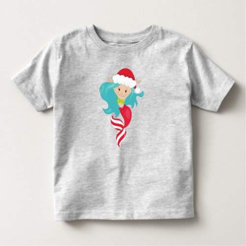 Christmas Mermaid Santa Hat Xmas New Year Toddler T_shirt