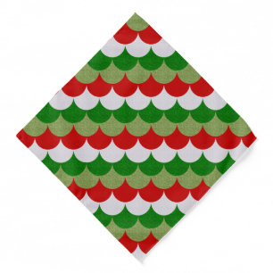 Christmas Mermaid Scales Sparkle Holiday Pattern Bandana