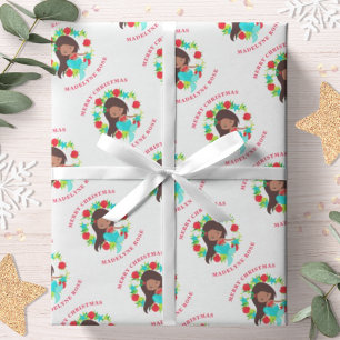Christmas Mermaid Shells Personalized Name Wrapping Paper