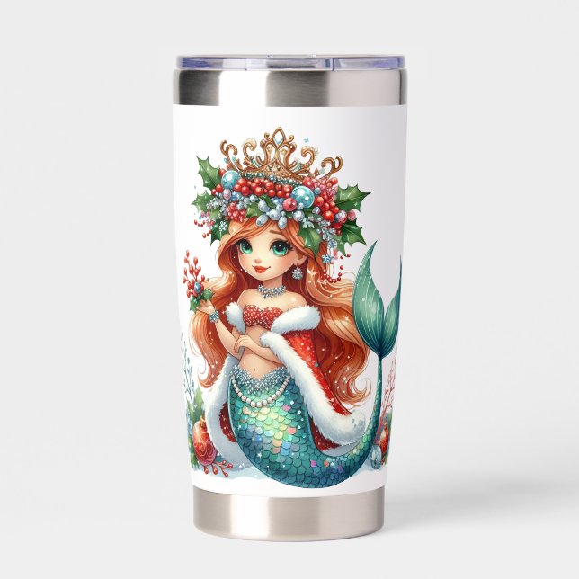 Christmas Mermaid Tumbler – Editable Text (Front)